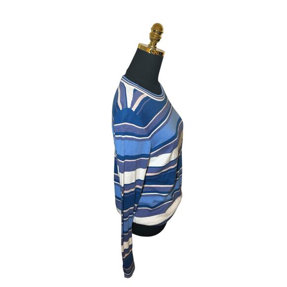 Halogen Nordstrom Women’s Blue Striped Sweater Size Large - Picture 3 of 5